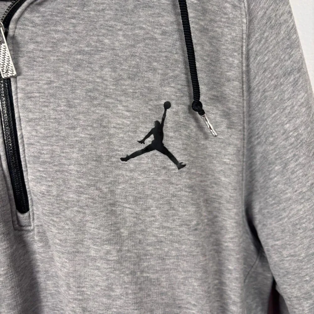 Jordan L Gray 1/2 Zip Hoodie Pullover Athletic Streetwear Black Trim